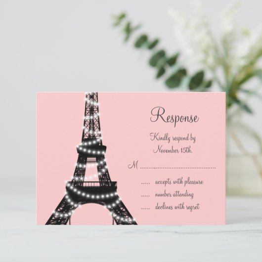 Eiffel Tower Twinkles RSVP (roze) (Staand voorkant)