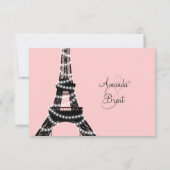 Eiffel Tower Twinkles RSVP (roze) Kaartje (Achterkant)