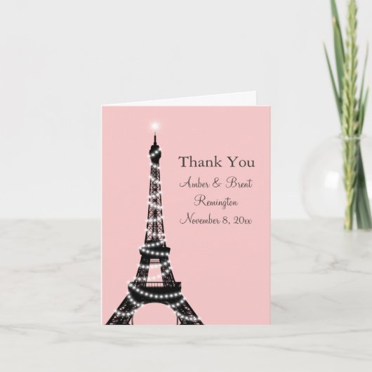 Eiffel Tower Twinkles Thank You Card Bedankkaart (Voorkant)