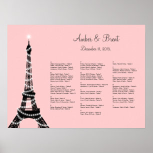 Eiffel Tower Twinkles Zitkast roze Poster