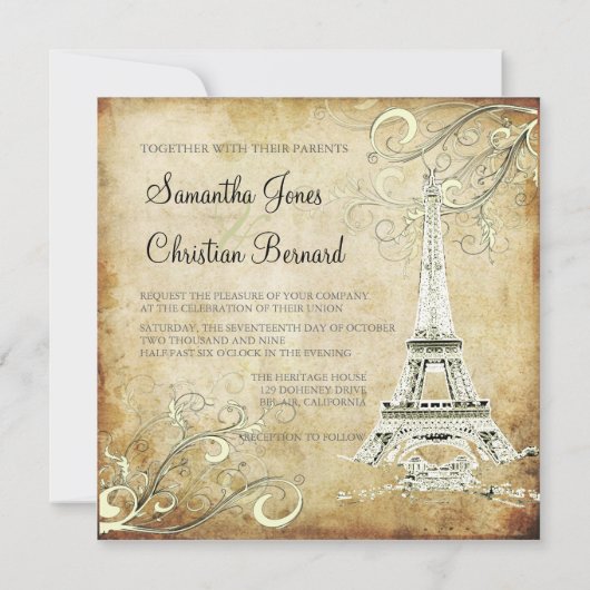  EIFFEL TOWER/VANILLA-SWIRLS KAART (Achterkant)