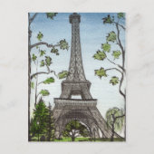 Eiffel tower waterverf, Parijs, Frankrijk Briefkaart (Voorkant)