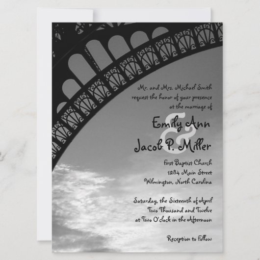 Eiffel Tower Wedding Invitations Kaart (Voorkant)