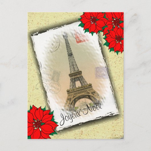 Eiffel Tower With Christmas Greeting Feestdagenkaart (Voorkant)