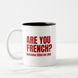Eiffel voor jou: Schattige & Romantisch Pun Design Tweekleurige Koffiemok