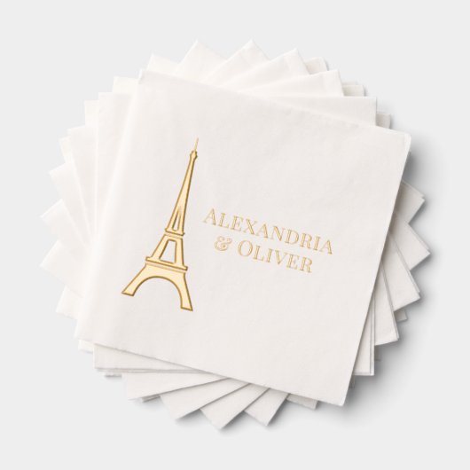 Eiffeltoren #1 Parijs Frankrijk bruidspaar Folie Servetten (Insitu (Gestapeld))