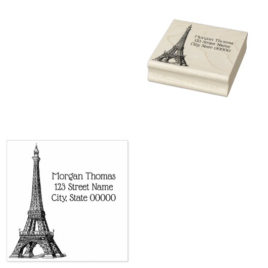 Eiffeltoren #1 Tekennaam Retouradres Rubberstempel (Gestempeld)