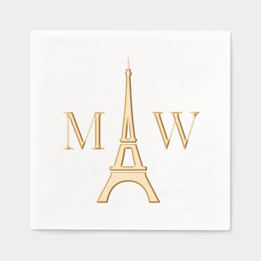 Eiffeltoren #1 Twee Init Koppel Trouw Monogram Folie Servetten (Voorkant)