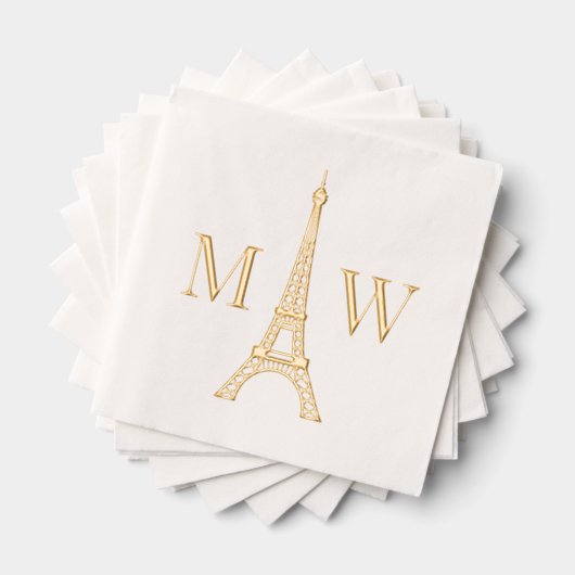 Eiffeltoren #2 Twee Init paar bruiloft monogram Folie Servetten (Insitu (Gestapeld))