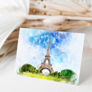 Eiffeltoren Aquarel Parijs Silhouet Kunstprint Bedankkaart