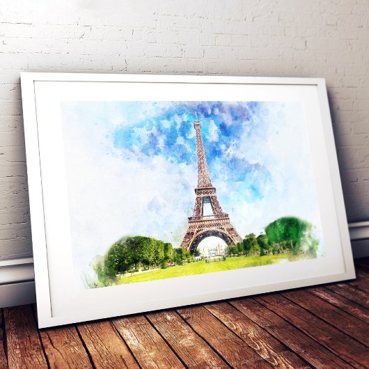 Eiffeltoren Aquarel Parijs Silhouet Kunstprint Foto Afdruk