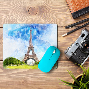 Eiffeltoren Aquarel Parijs Silhouet Kunstprint Muismat
