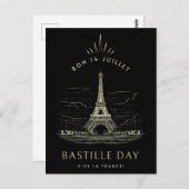 Eiffeltoren Bastille Day Briefkaart (Voorkant / Achterkant)