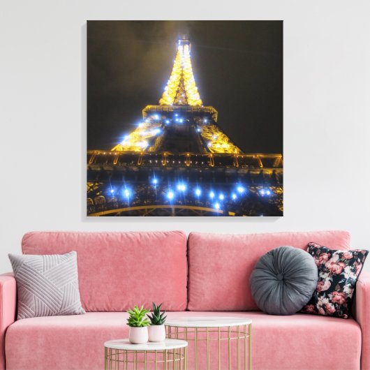 Eiffeltoren bij nacht canvas afdruk (Insitu (Woonkamer))