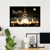 Eiffeltoren bij nacht poster (Thuiskantoor)