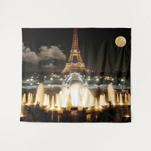 Eiffeltoren bij nacht. wandkleed (Voorkant (horizontaal))