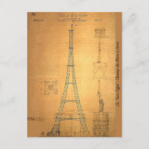 Eiffeltoren blauwdruk 1884 briefkaart