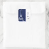 Eiffeltoren Blauwe en Witte Sjabloon Vierkante Sticker (Tas)