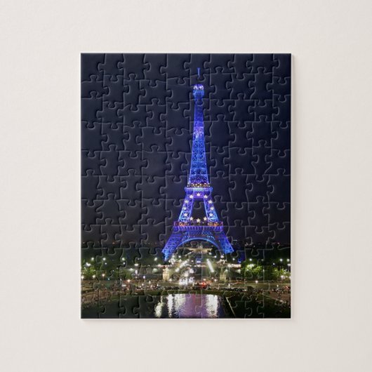 Eiffeltoren (blauwe lichten) legpuzzel (Verticaal)