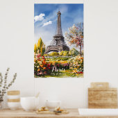Eiffeltoren bloeit in lente Parijs Poster (Keuken)