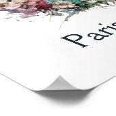 Eiffeltoren Bloemen Waterverf Paris France Poster (Hoek)