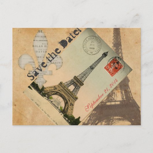  Eiffeltoren Briefkaart bewaar de datum (Voorkant)