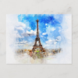 Eiffeltoren, briefkaart van de waterverf van Pari