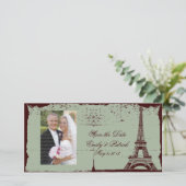 Eiffeltoren bruiloft Bewaar de datum van de fotoka Save The Date (Staand voorkant)