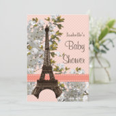 Eiffeltoren Cherry Blossom Baby shower Kaart (Staand voorkant)