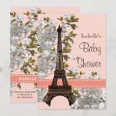 Eiffeltoren Cherry Blossom Baby shower Kaart (Voorkant / Achterkant)
