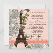 Eiffeltoren Cherry Blossom Wedding Invitations Kaart (Achterkant)