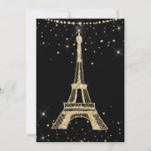 Eiffeltoren chique gouden glitter zwart quinceaner kaart (Achterkant)