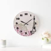 Eiffeltoren collage met roze wilde bloemen Grote Klok (Huis)