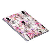  Eiffeltoren collage roze florale bloem Notitieboek (Rechterzijde)