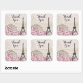 Eiffeltoren Collage Wildflower Dank u Vierkante Sticker (Vel)
