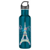 Eiffeltoren Confetti 24 oz. Lichtblauw Waterfles (Voorkant)
