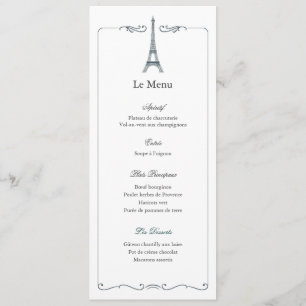 Eiffeltoren Elegante Trouwmenu Kaart Frans
