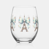 Eiffeltoren en boog wijnglas zonder voet (Achterkant)