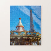 Eiffeltoren en carrousel - Parijs, Frankrijk, Euro Legpuzzel (Verticaal)