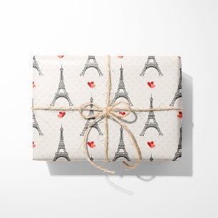 Eiffeltoren en harten cadeaupapier