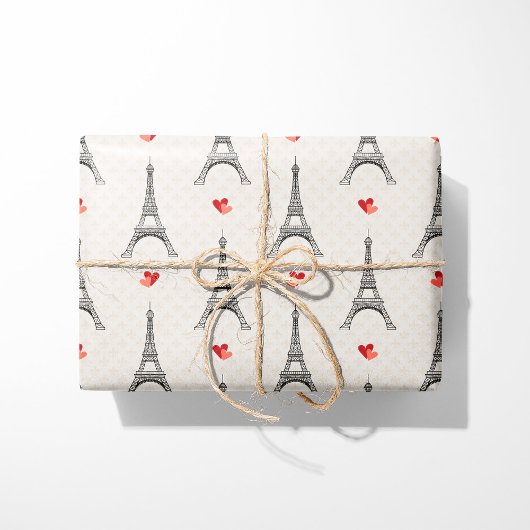 Eiffeltoren en harten cadeaupapier