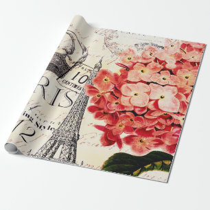 Eiffeltoren en hydrangea cadeaupapier