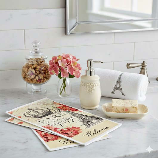 Eiffeltoren en hydrangea servet