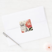Eiffeltoren en hydrangea vierkante sticker (Envelop)