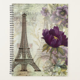  Eiffeltoren en paarse bloemen Planner