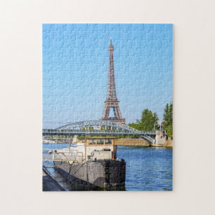 Eiffeltoren en Pont Rouelle aan de Seine rivier Legpuzzel