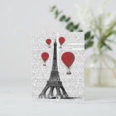 Eiffeltoren en Red Hot Air-ballonnen Briefkaart (Staand voorkant)