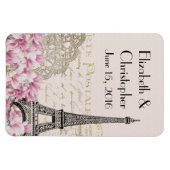 Eiffeltoren en Roze Bloemen Bruiloft STD Magneet (Horizontaal)