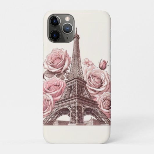 Eiffeltoren en roze rozen in Parijs Case-Mate iPhone Case (Achterkant)