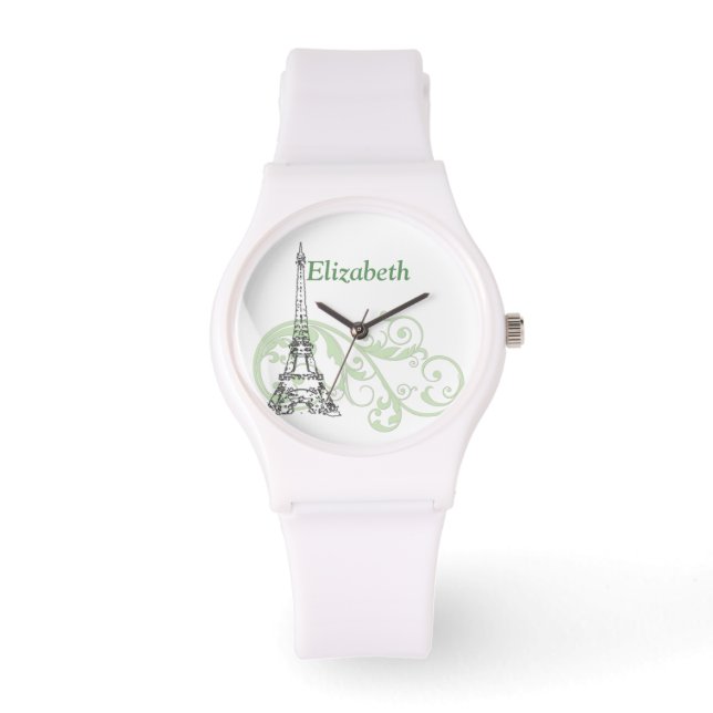 Eiffeltoren en schuifwiel horloge (Voorkant)